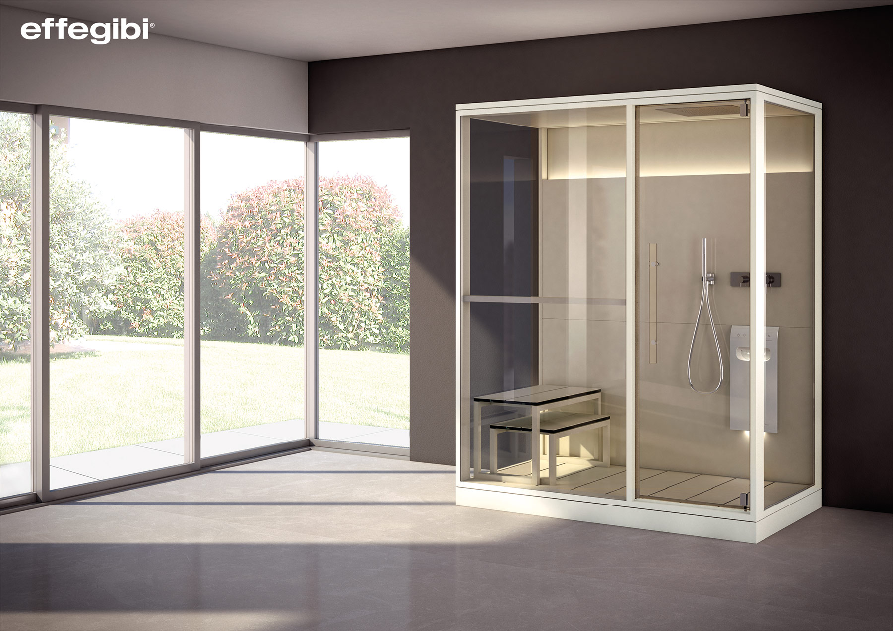 Modern H-Large Floor Mount Steam Shower Room