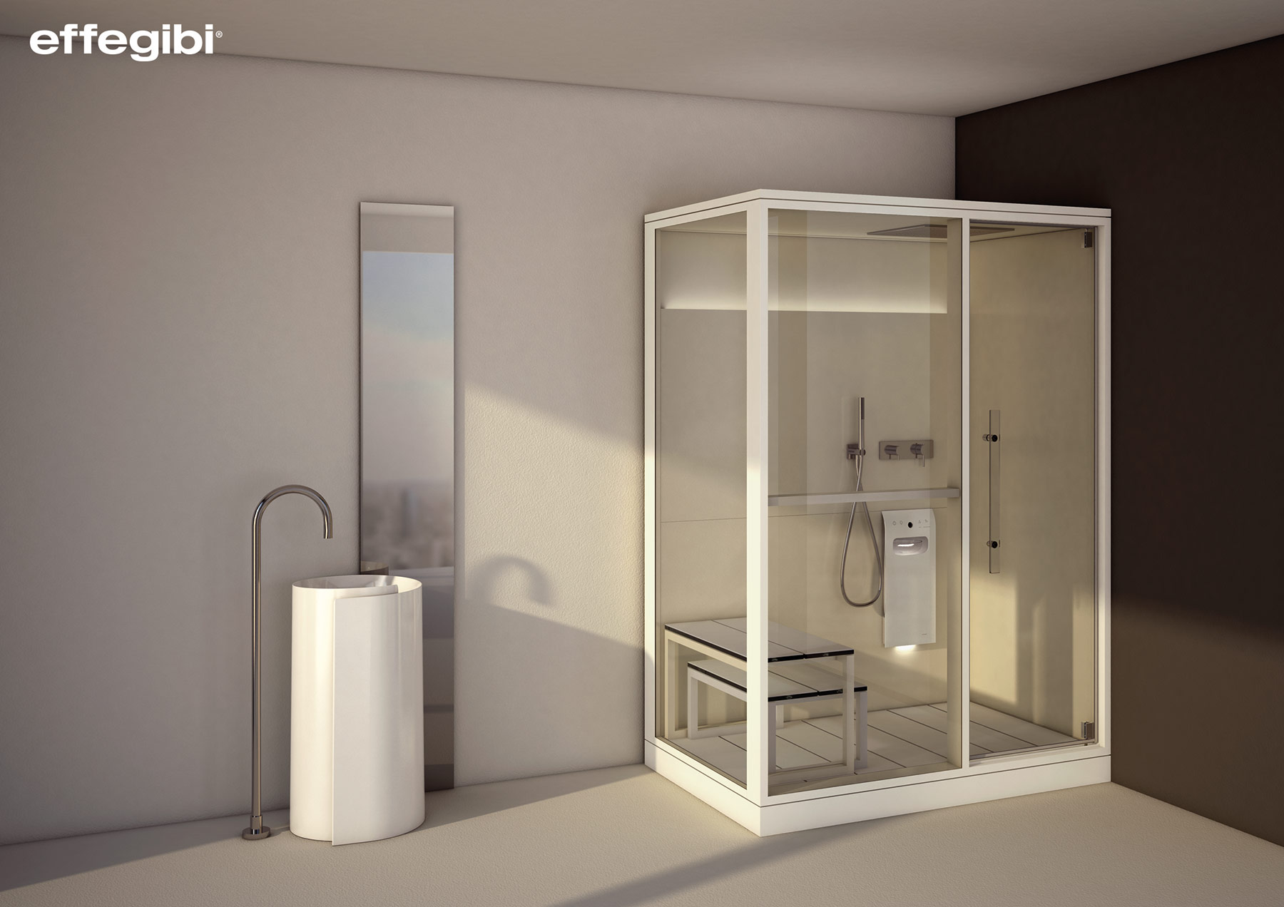 Modern H-Medium Floor Mount Steam Shower Room